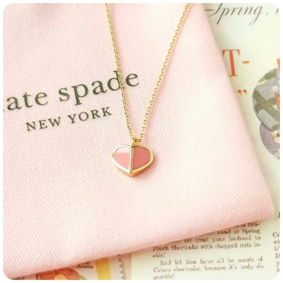 kate spade Jewelry - Kate Spade Heritage Red & Pink Heart Pendant with Beautiful Rose Gold Chain